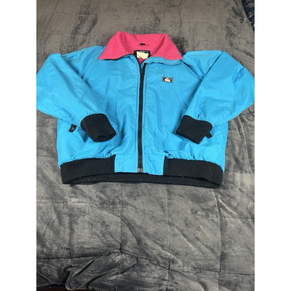 VTG Woolrich Made In USA Turquoise Blue Nylon Bomber Full Zip Jacket Mens Large